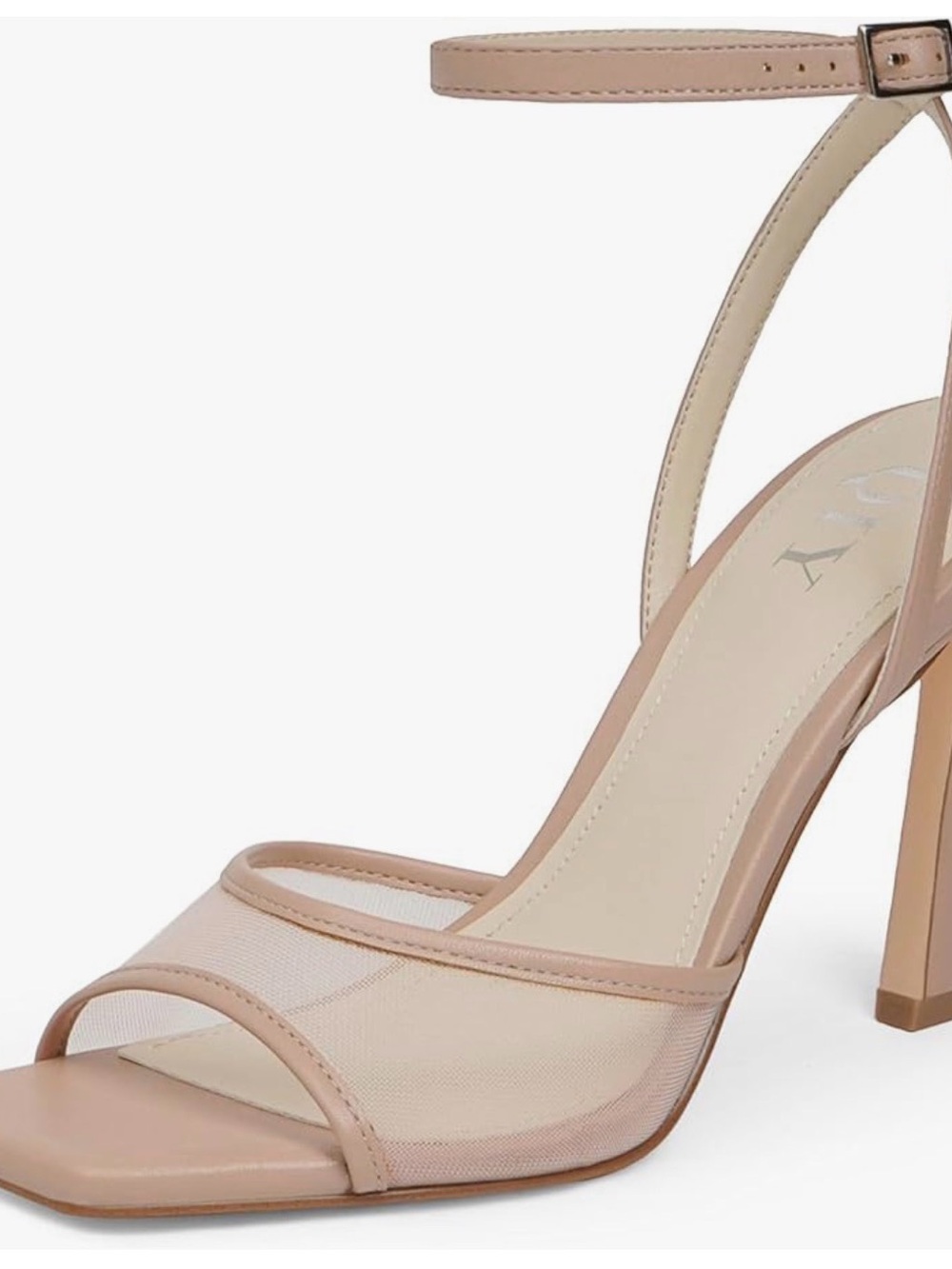 Women's Nude Mesh Ankle-Strap High Heel Sandals size 9.5